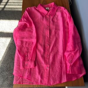 NWOT CAbi Luminous Shirt Pink XL